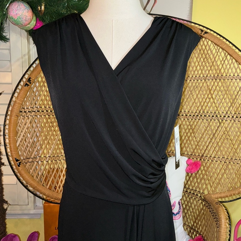 AGB NWT Dress Faux Wrap Black Size L - Picture 10 of 15